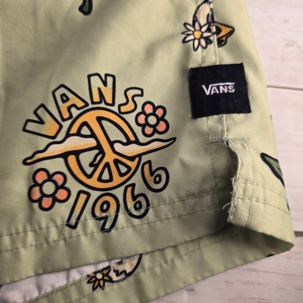Vans Mens High On Peace Board Shorts Sage Green Graphic Swim Trunks Large - Picture 4 of 8